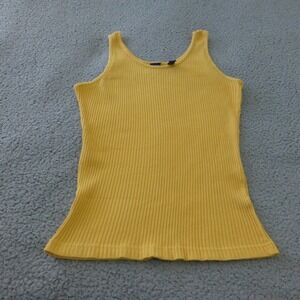GAP Vintage Tank Top Womens Medium Scoop Neck Mustard Yellow Ribbed Cotton